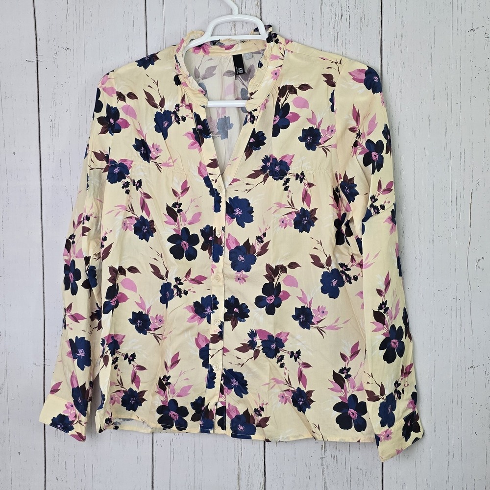 Kut From The Kloth XL Womans Amabella Floral Ruffle Long-Sleeve Western